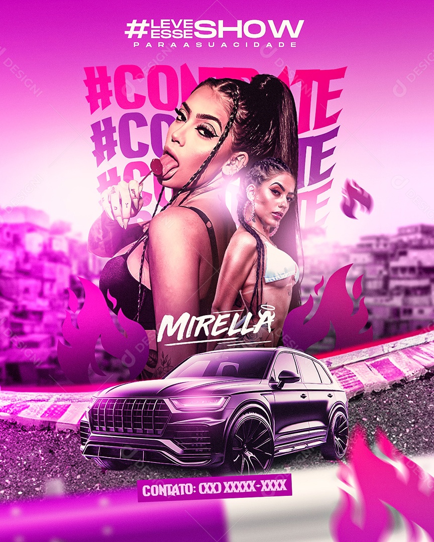 Flyer Leve esse Show Contrate Mc Mirella Social Media PSD Editável