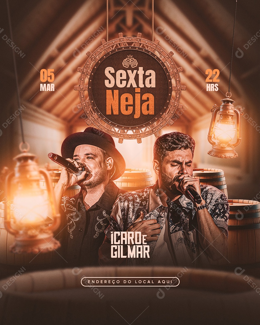 Flyer Sexta Neja Ícaro e Gilmar Social Media PSD Editável