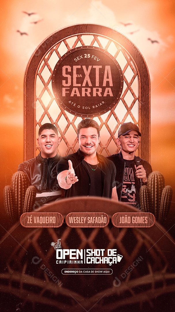 Story Flyer Sexta da Farra Zé Vaqueiro Wesley Safadão João Gomes Social Media PSD Editável