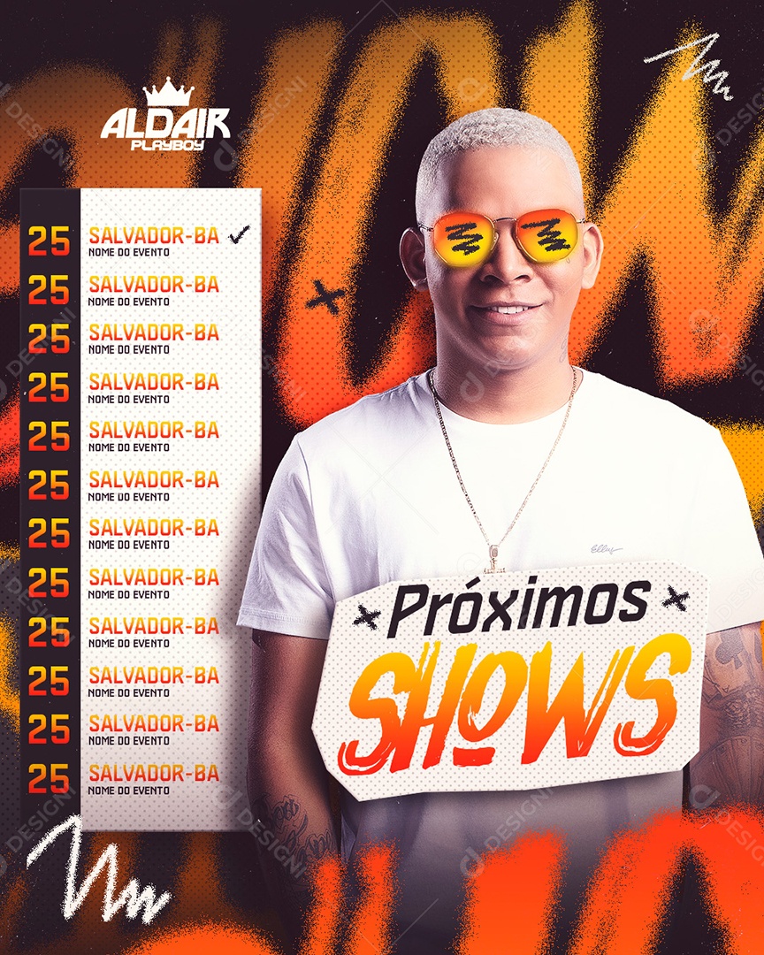 Flyer Próximos Shows Aldair Playboy Social Media PSD Editável