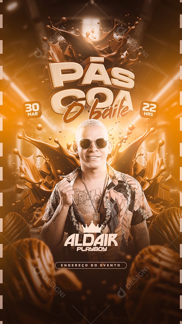 Story Flyer Páscoa O Baile Aldair Playboy Social Media PSD Editável