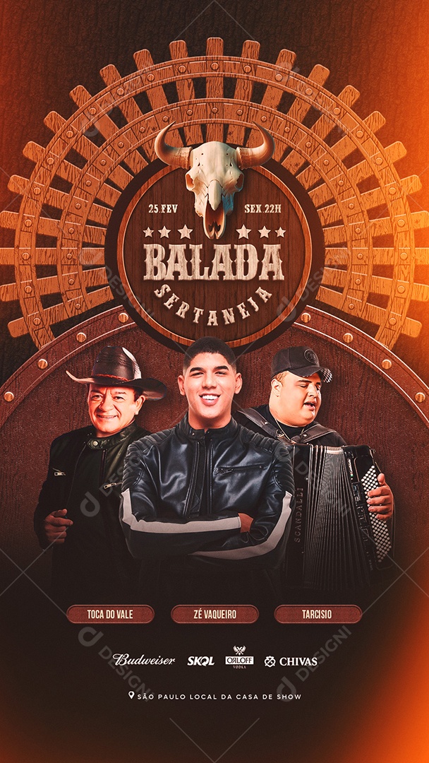 Story Flyer Balada Sertaneja Toca o Vale Zé Vaqueiro Tarcisio Social Media PSD Editável