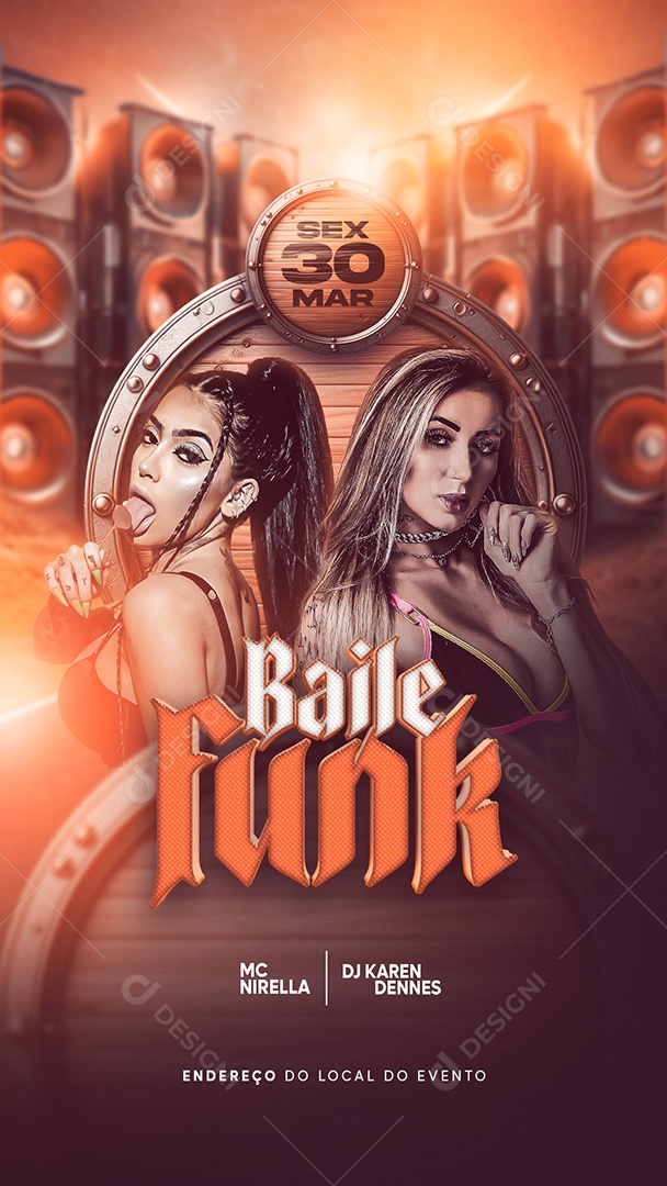 Story Flyer Baile Funk Mc Nirella DJ Karen Dennes Social Media PSD Editável