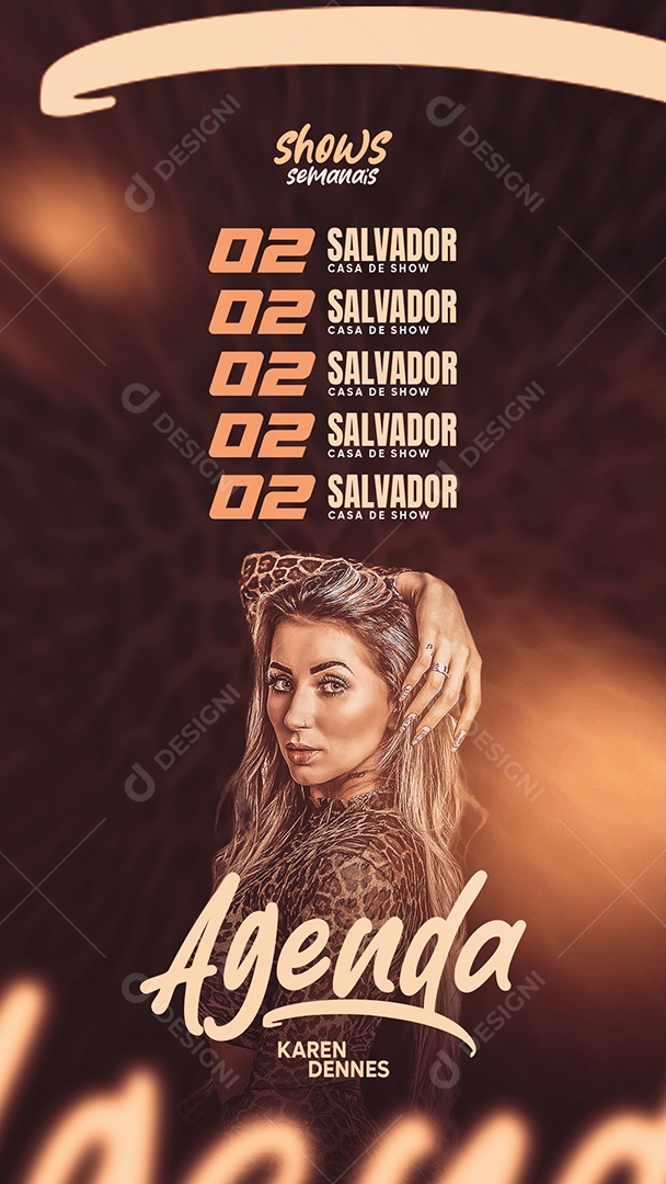 Story Flyer Shows Semanais Agenda Karen Dennes Social Media PSD Editável