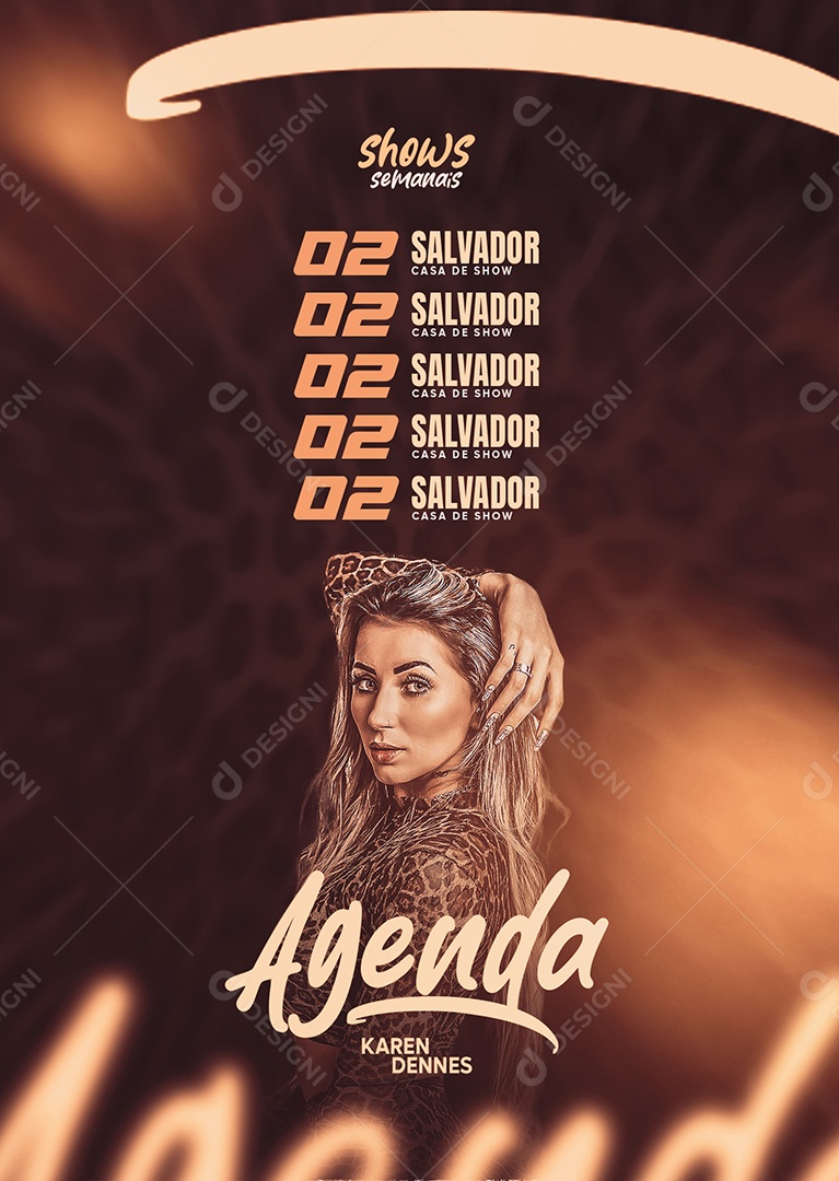 Flyer Shows Semanais Agenda Karen Dennes Social Media PSD Editável