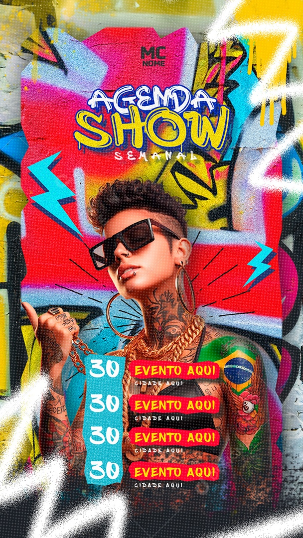 Story Flyer Agenda Show Semanal Mc Social Media PSD Editável