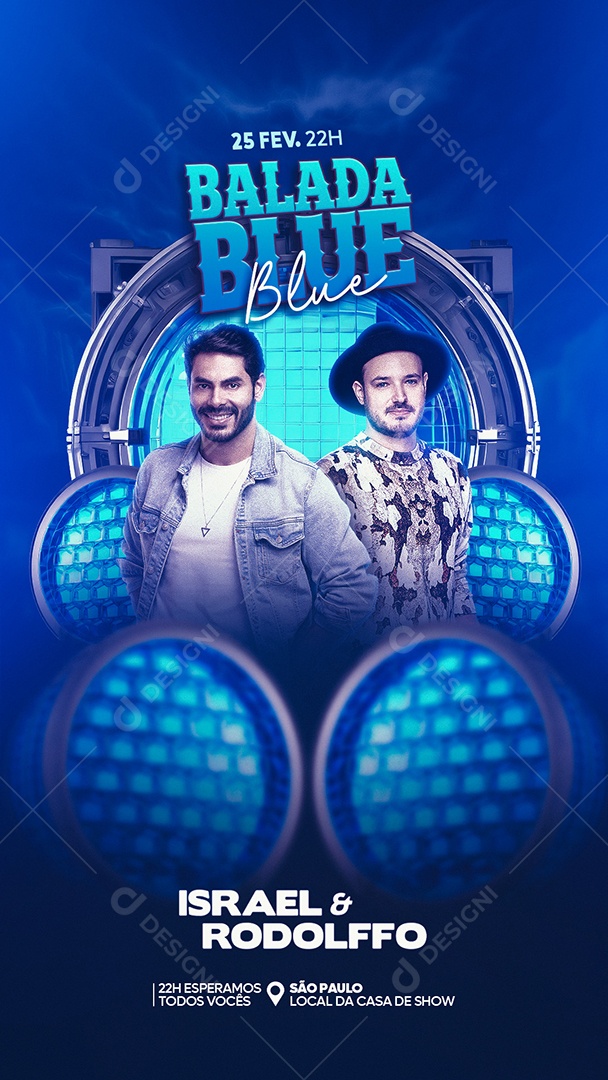 Story Flyer Balada Blue Israel e Rodolffo Social Media PSD Editável