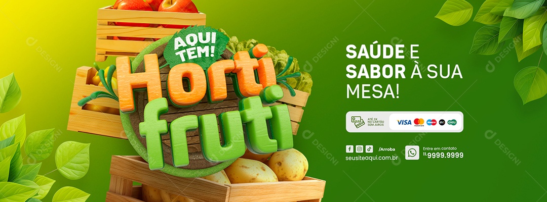 Hortifruti Web Banner Saúde e Sabor à Sua Mesa Social Media PSD Editável