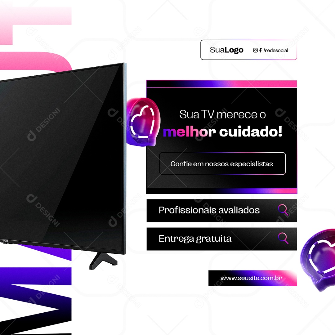 Manutenção De TV Sua TV Merece o Melhor Cuidado Social Media PSD Editável