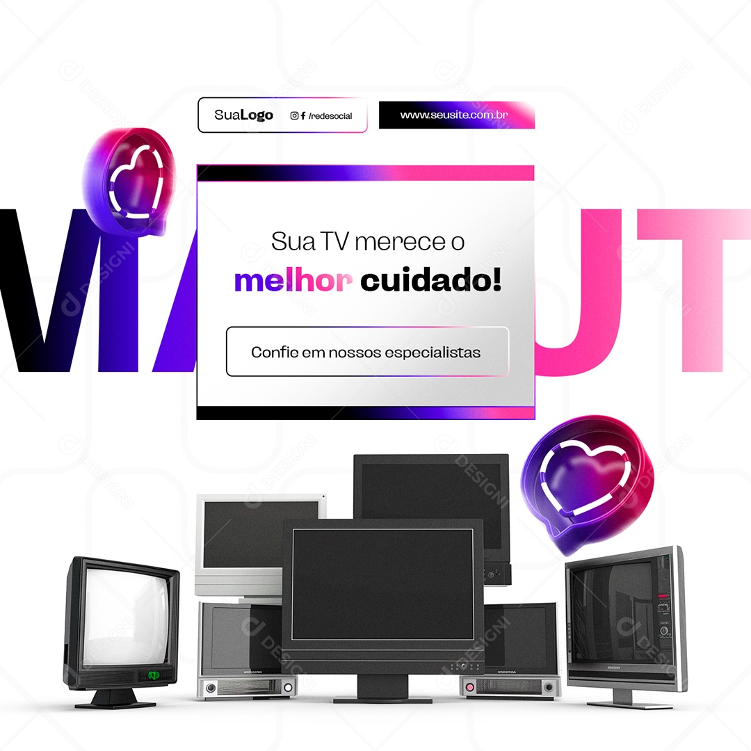 Manutenção De TV Sua TV merece o Melhor Cuidado Social Media PSD Editável