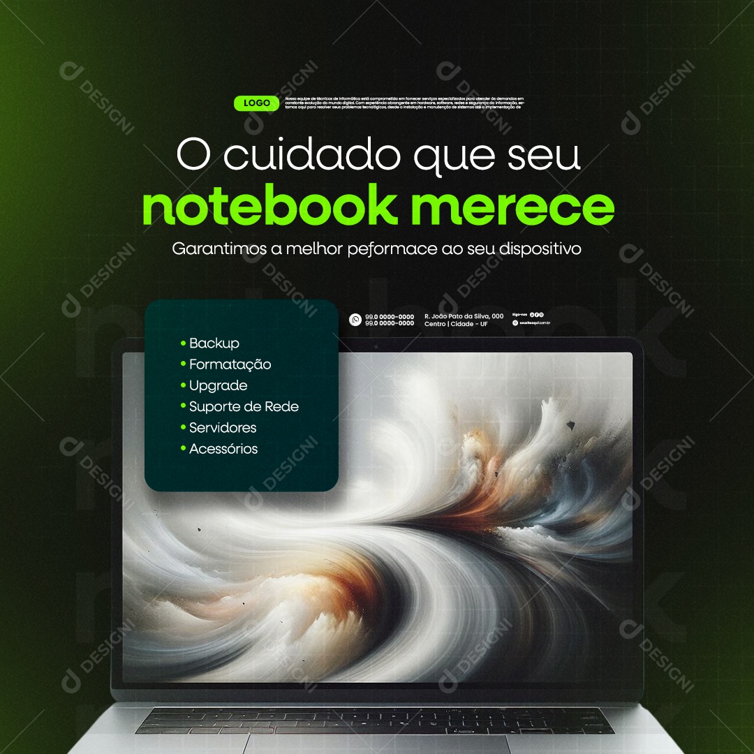 Técnico De Informática O Cuidado Que seu Notebook Merece Social Media PSD Editável