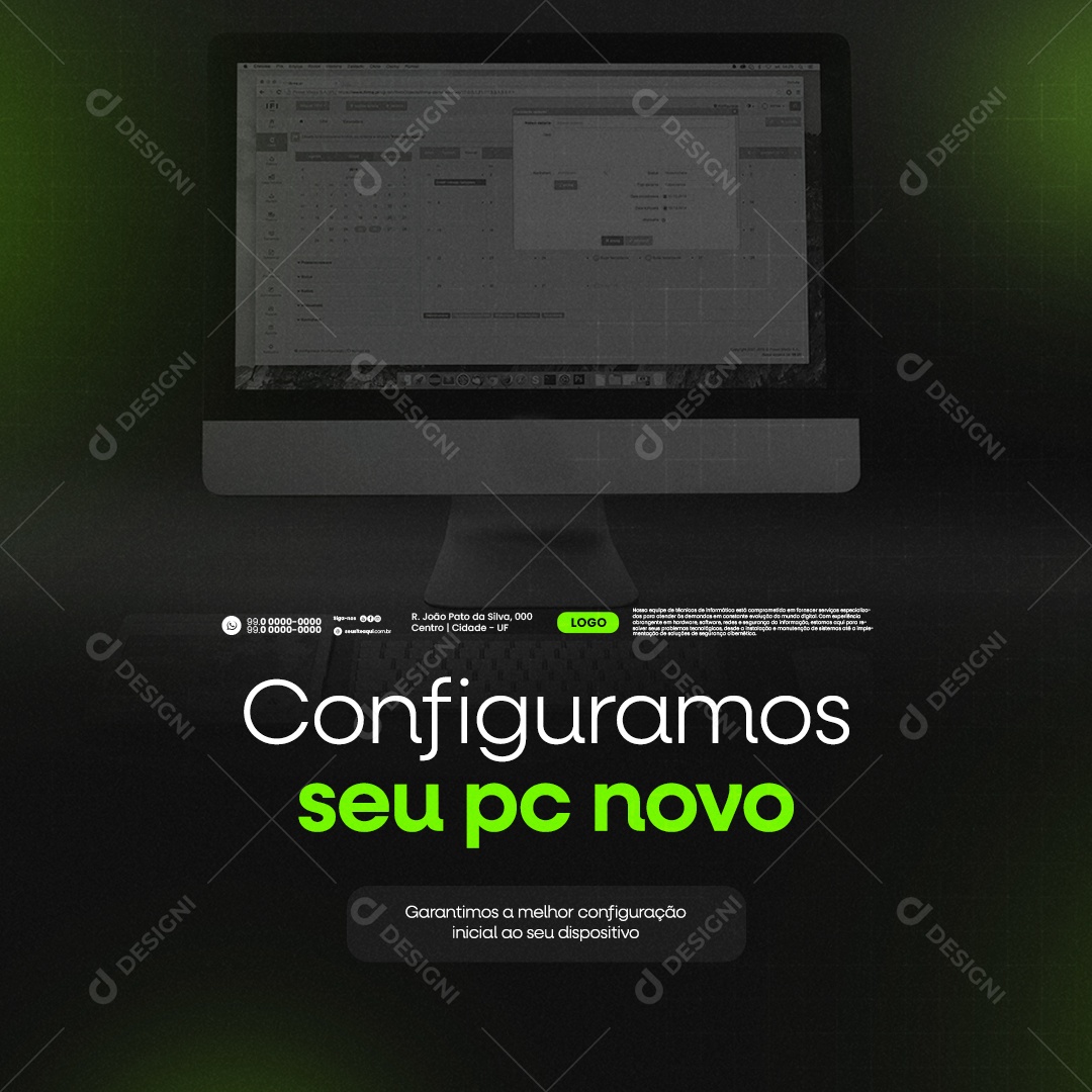 Técnico De Informática Configuramos seu Pc Novo Social Media PSD Editável