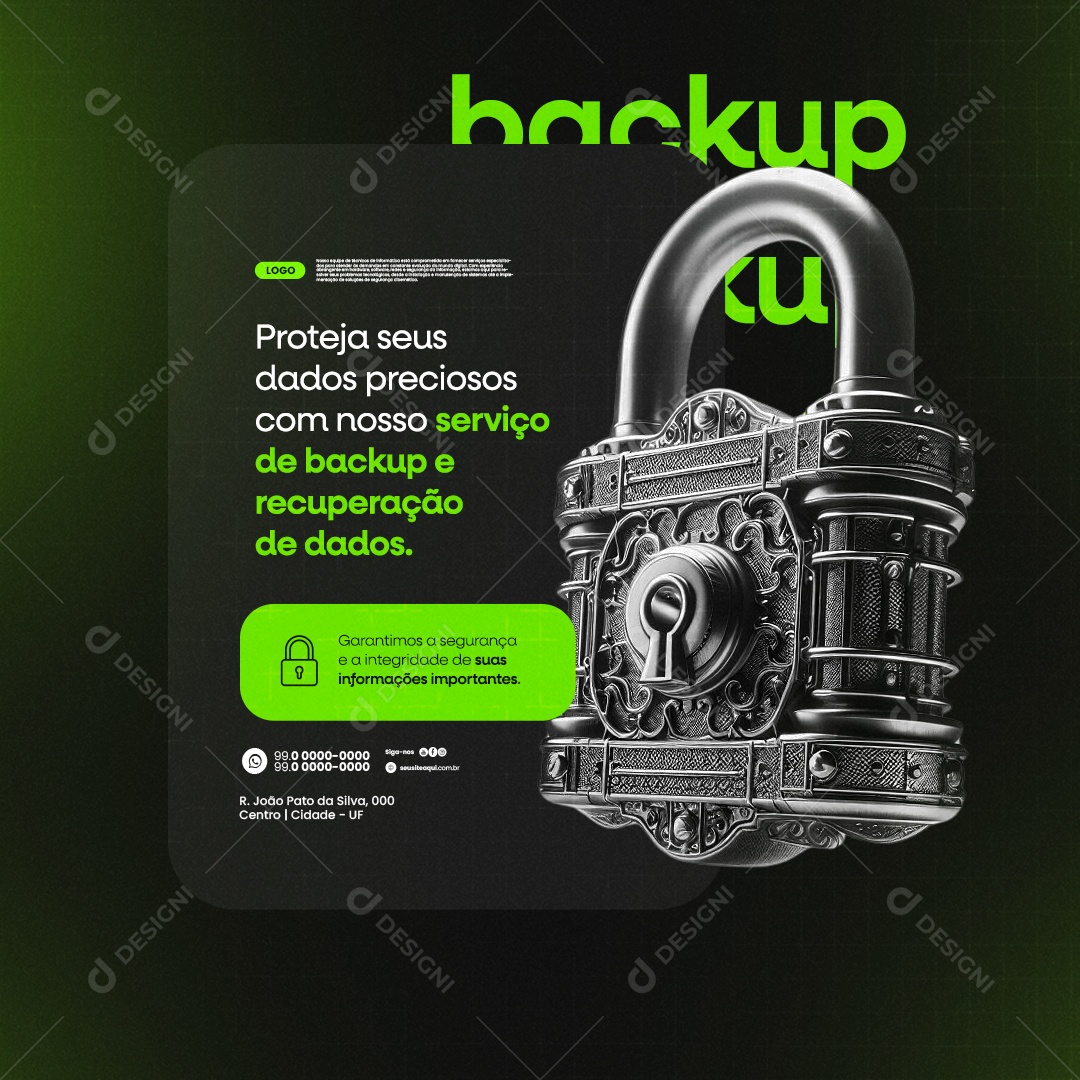 Técnico De Informática Backup Proteja seus Dados Social Media PSD Editável