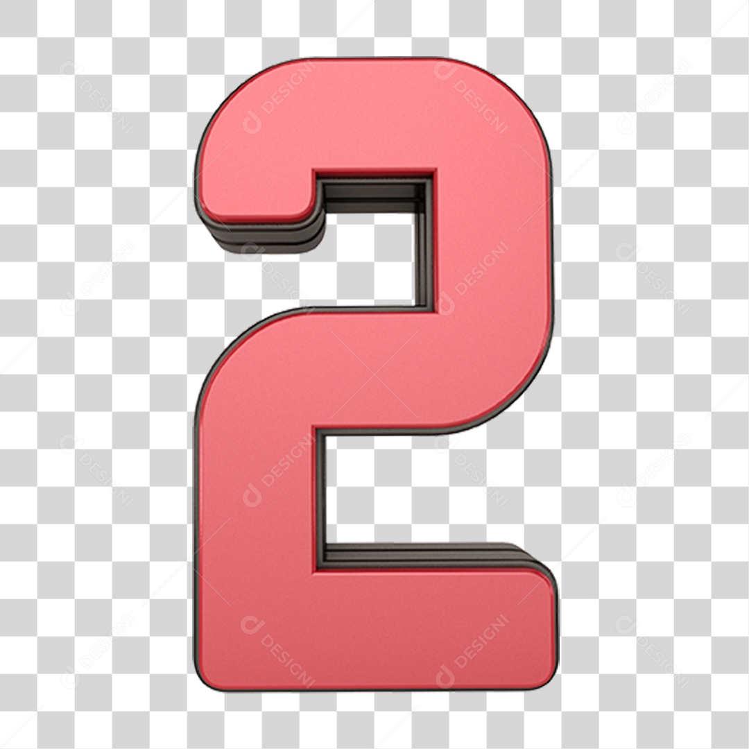 Elemento 3D Número 2 PNG Transparente