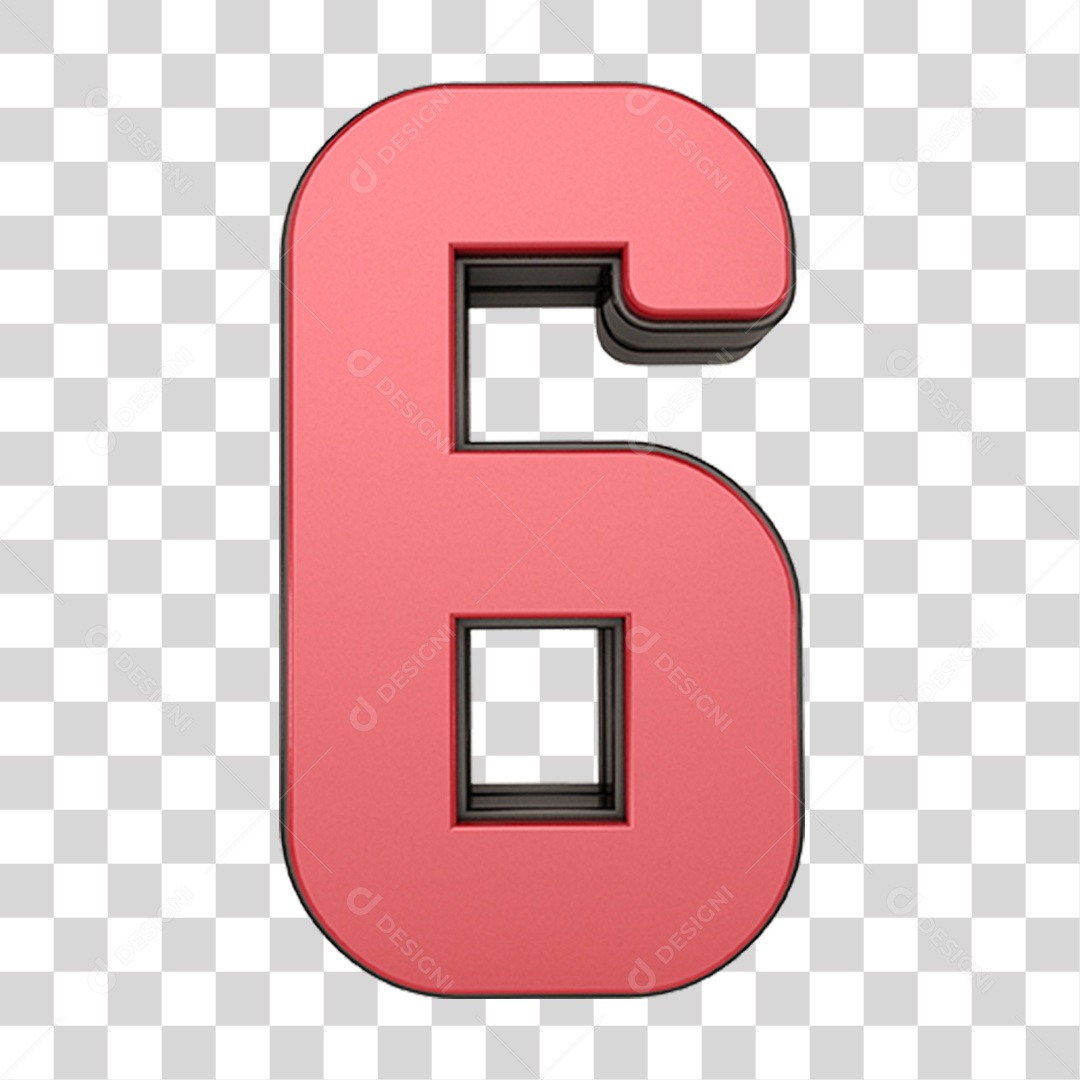 Elemento 3D Número 6 PNG Transparente