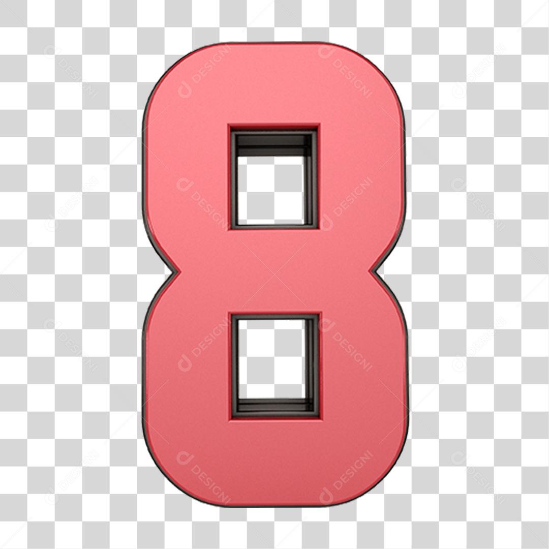 Elemento 3D Número 8 PNG Transparente
