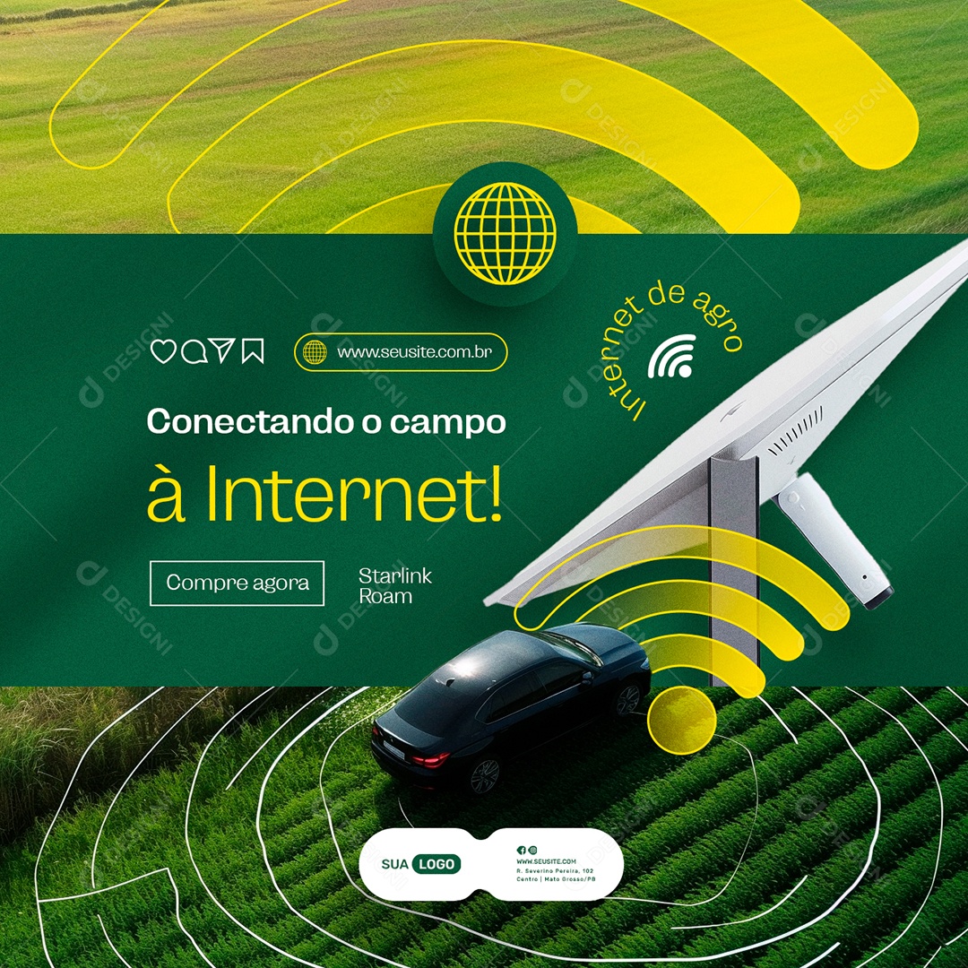 Internet Agro Connecting the Field to the Internet Star Link Social Media Editable PSD
