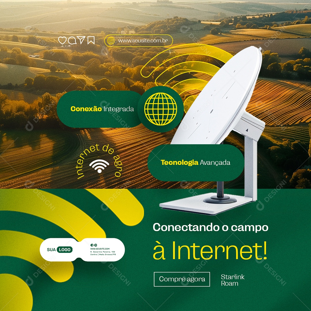 Internet Agro Conexão Integrada Tecnologia Avançada Social Media PSD Editável