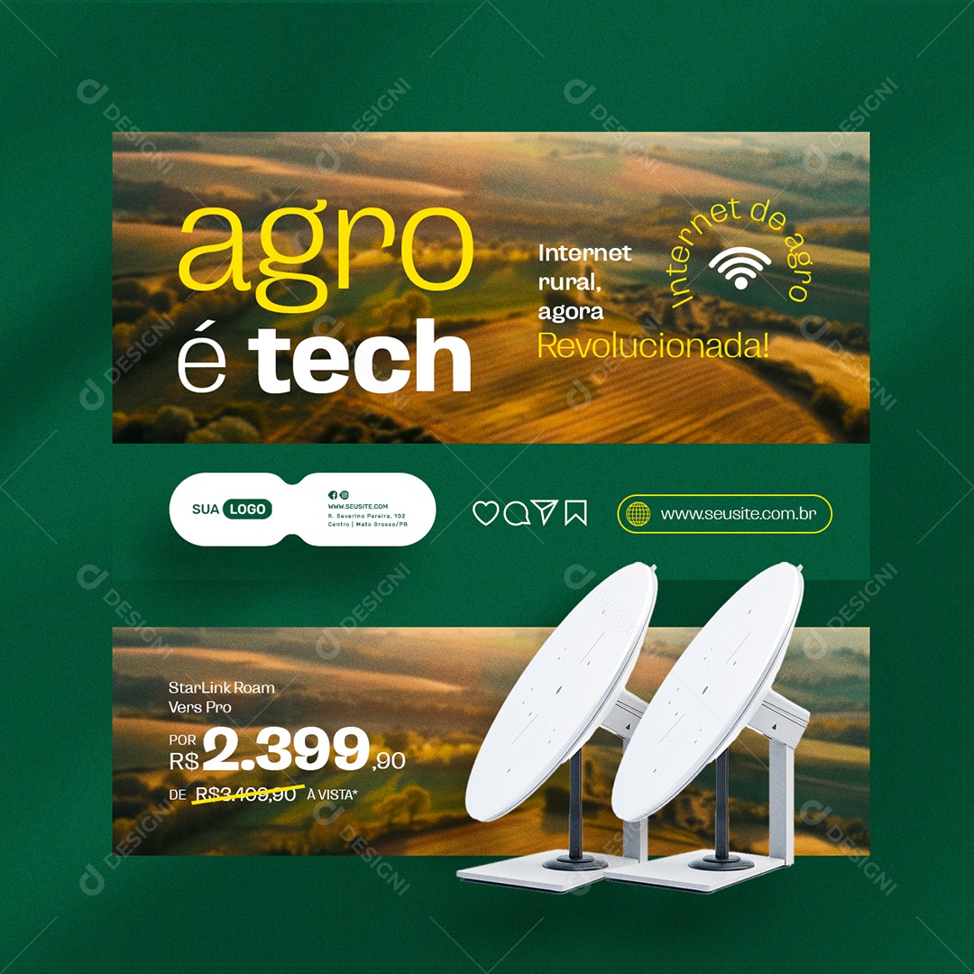 Internet Agro Star Link Roam Vers Pro Social Media PSD Editável
