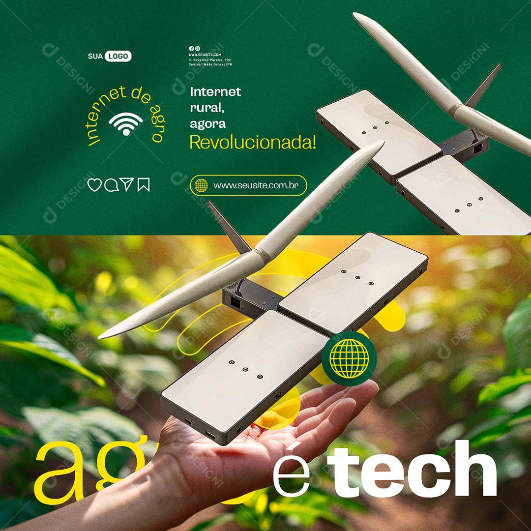 Internet Agro Internet Rural Agro é Tech agora Revolucionada Social Media PSD Editável