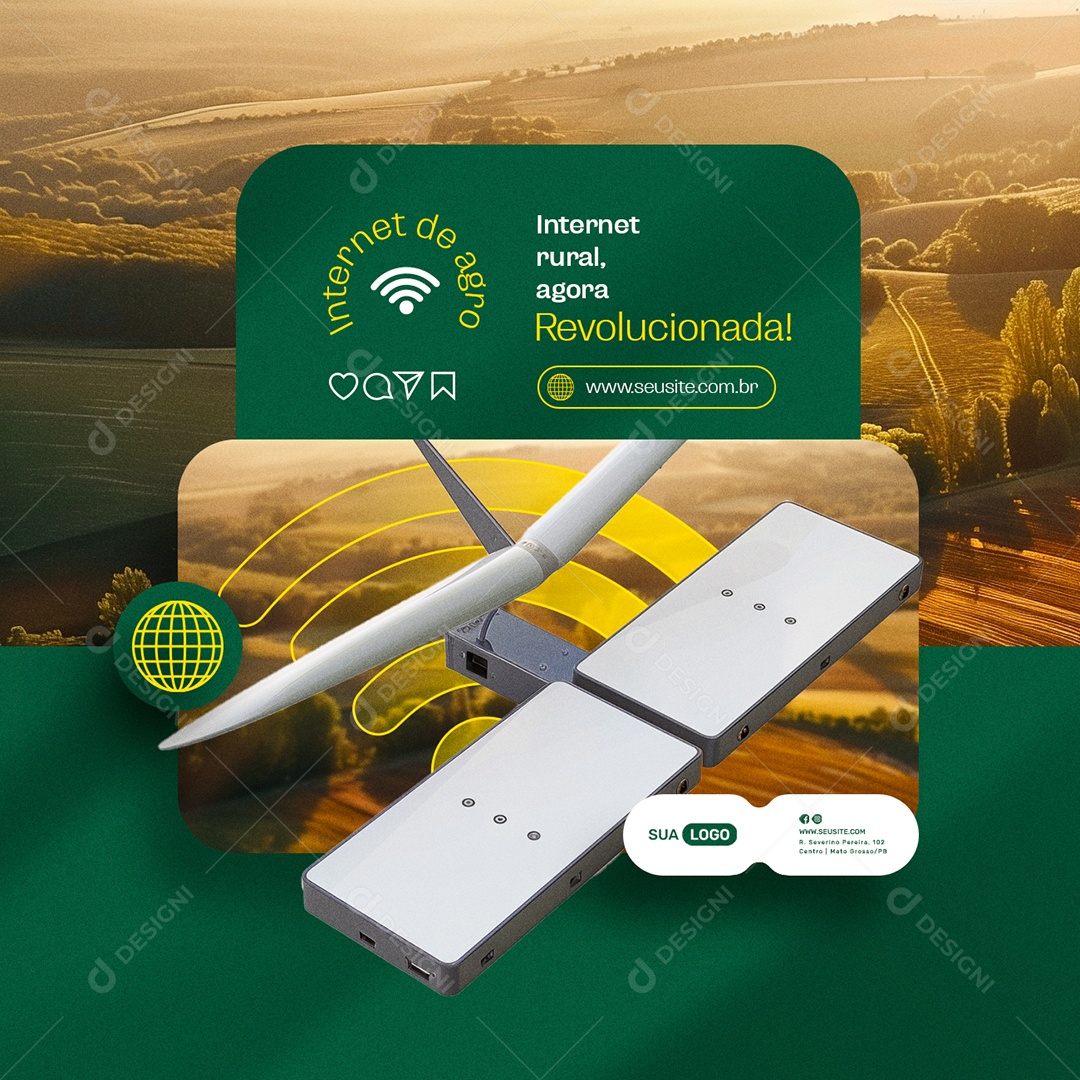 Social Media Internet Agro Internet Rural Now Revolutionized Editable PSD