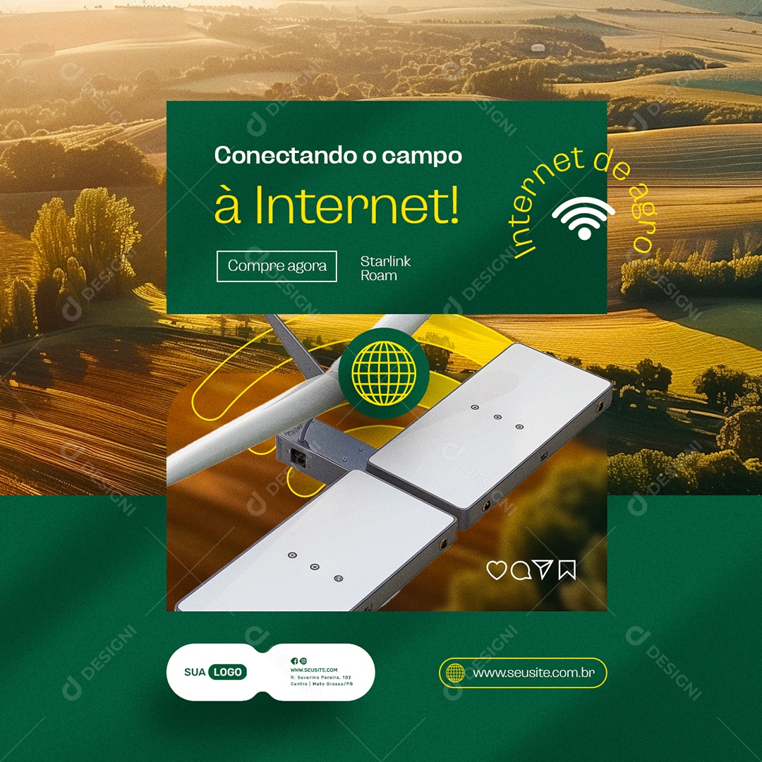 Internet Agro Conectando o Campo à Internet Social Media PSD Editável