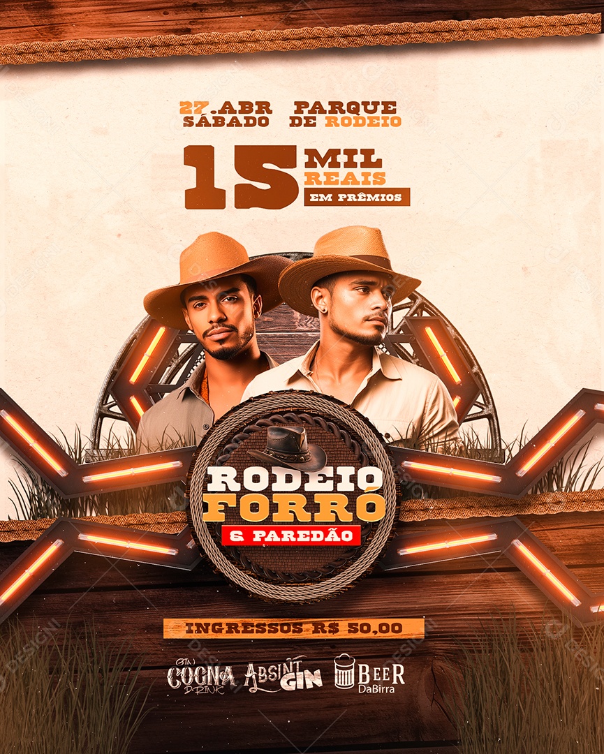 Flyer Rodeio e Paredão Social Media PSD Editável