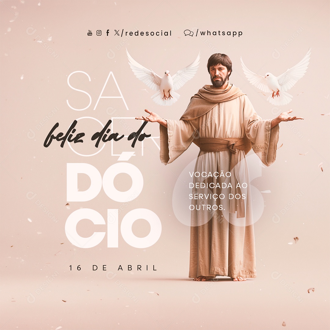 Dia do Sacerdócio 16 de Abril Vocação Social Media PSD Editável