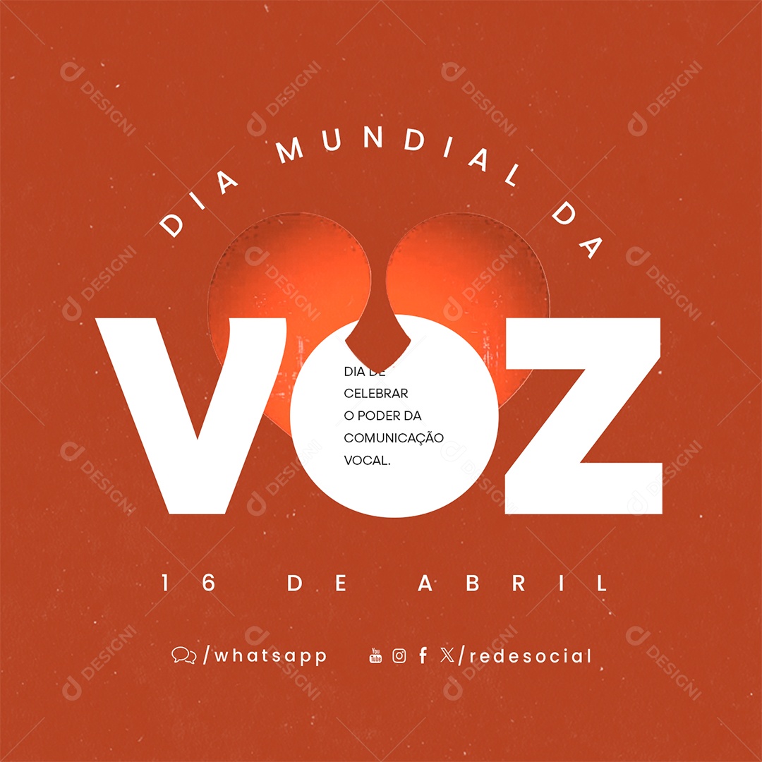 Dia Mundial da Voz 16 de Abril O Poder da Comunicação Social Media PSD Editável