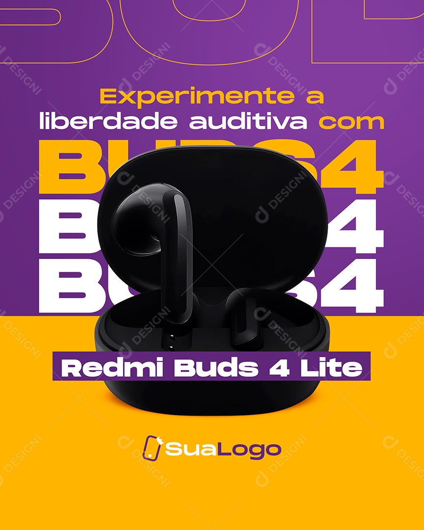 Social Media Eletrônicos Experimente a Liberdade Auditiva PSD Editável
