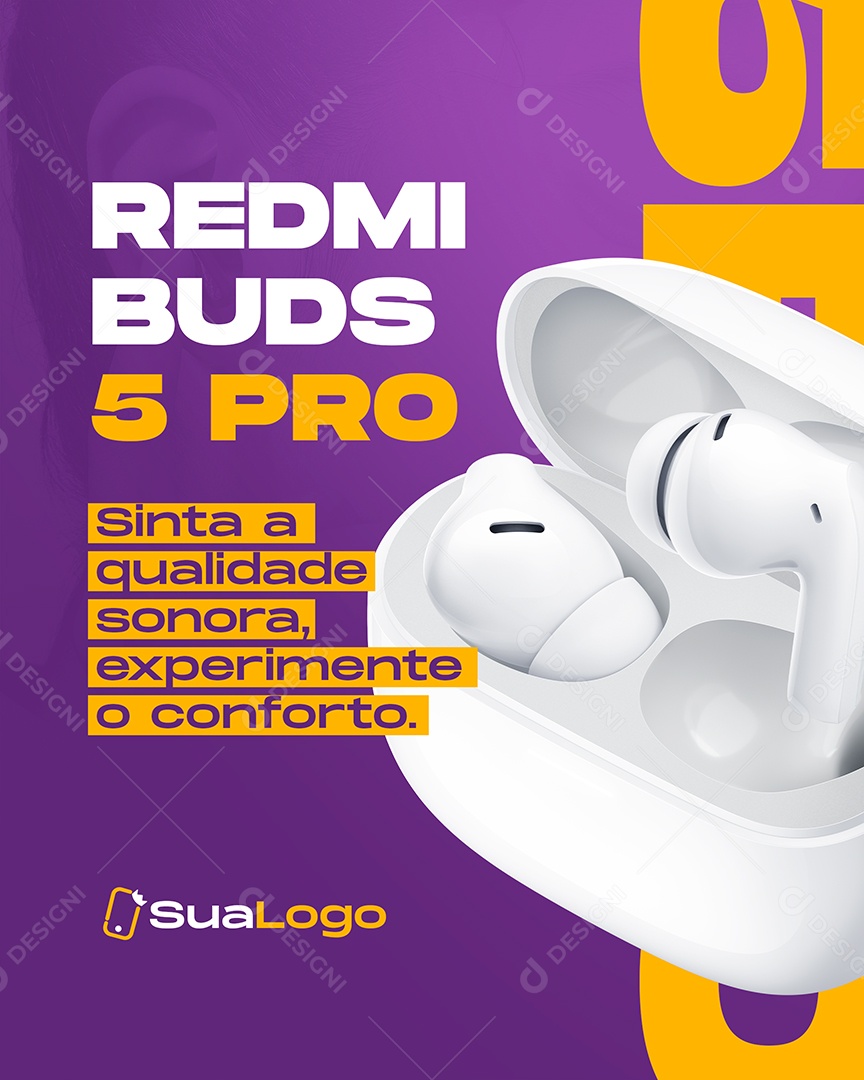 Social Media Eletrônicos Redmi Buds 5 PRO PSD Editável