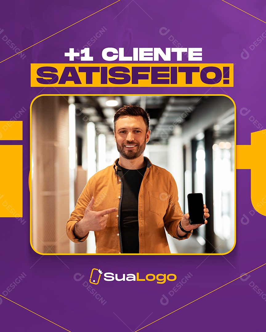 Social Media Eletrônicos +1 Cliente Satisfeito PSD Editável