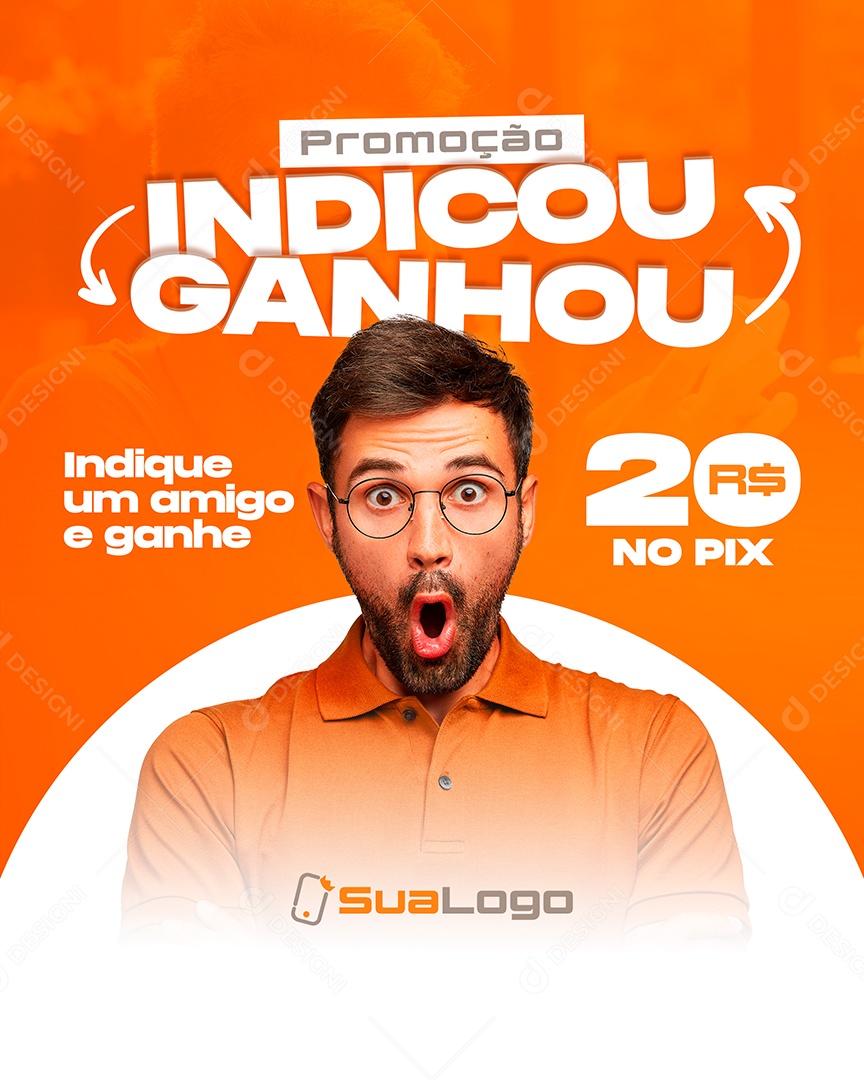 Social Media Eletrônicos Promoção Indicou Ganhou PSD Editável