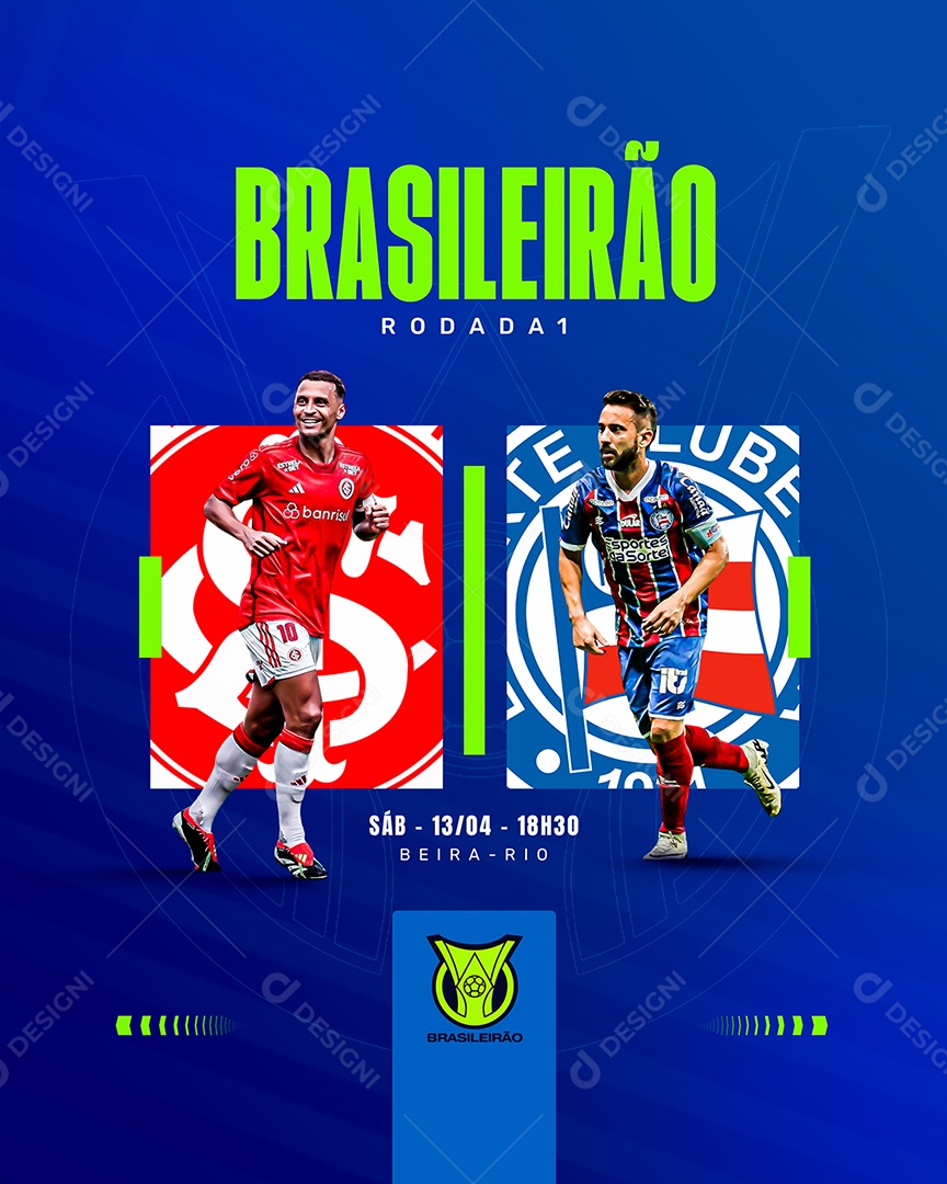 Futebol Brasileirão Rodada 1 Internacional X Bhaia Social Media PSD Editável