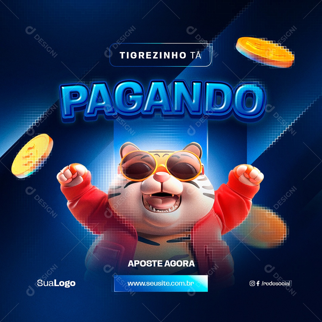 Apostas Online Tigrezinho Tá Pagando Aposte Agora Social Media PSD Editável