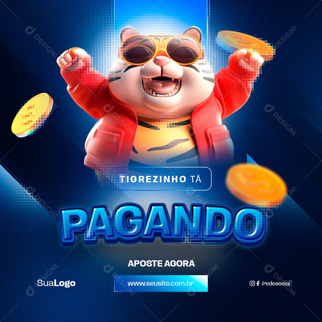 Apostas Online Tigrezinho Tá Pagando Aposte Agora Social Media PSD Editável