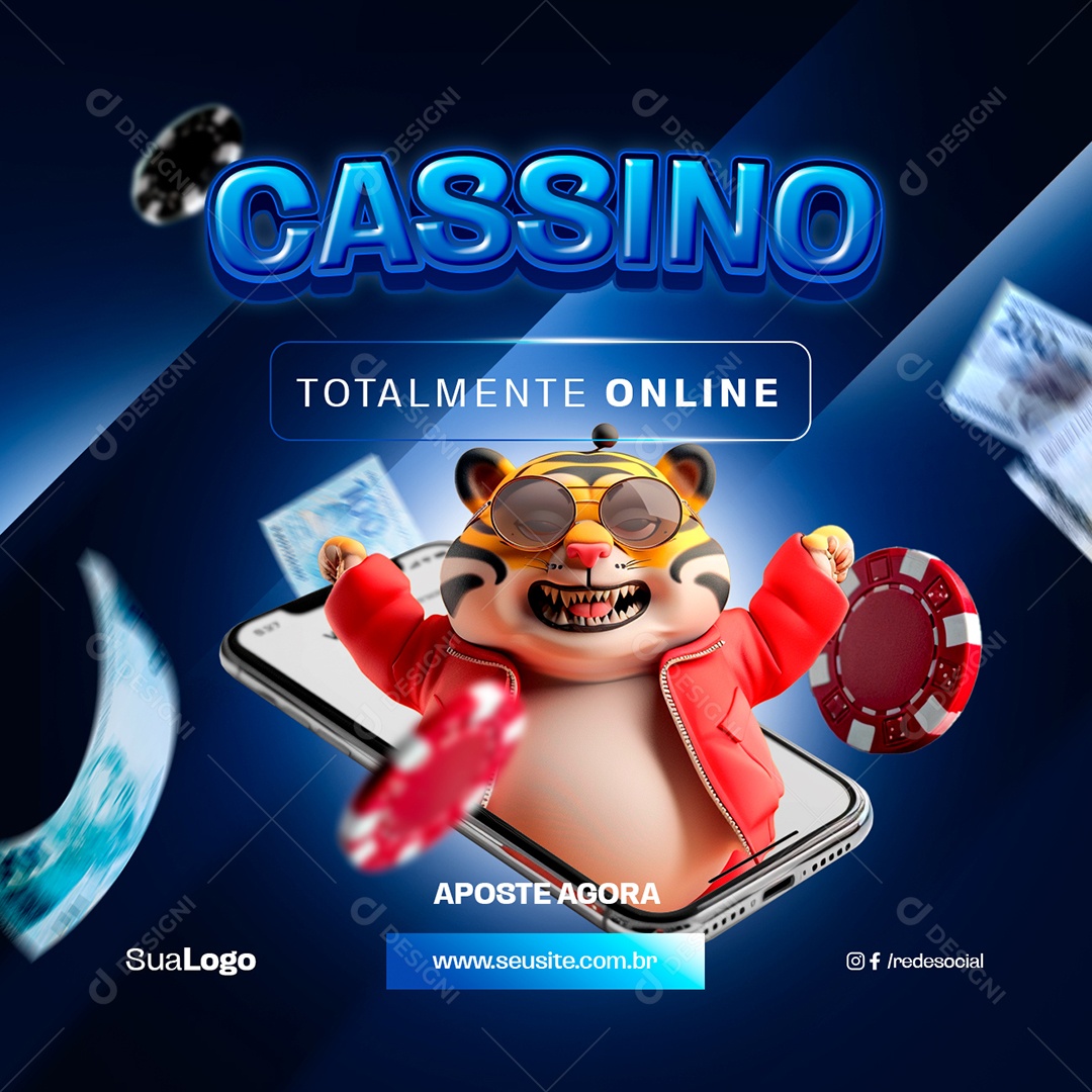 Apostas Online Cassino Totalmente Online Social Media PSD Editável