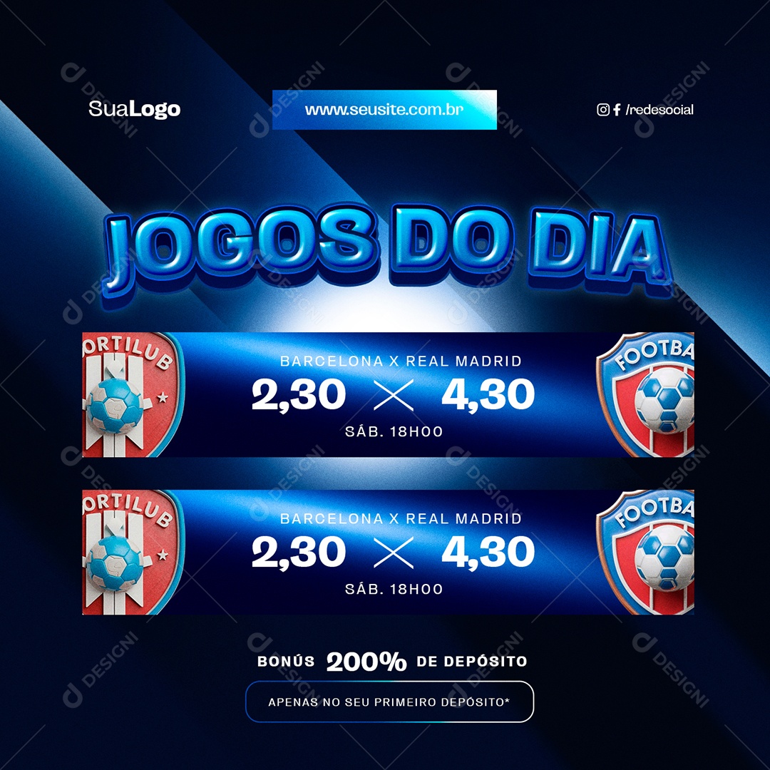 Apostas Online Jogos do Dia Social Media PSD Editável