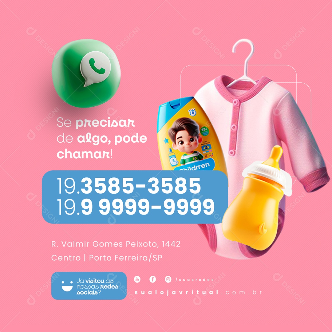 Loja de Bebê Shampoo Mamadeira Roupa Social Media PSD Editável