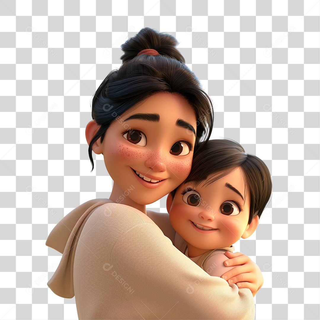 Mãe com seu Filho nos Braços Feliz PNG Transparente