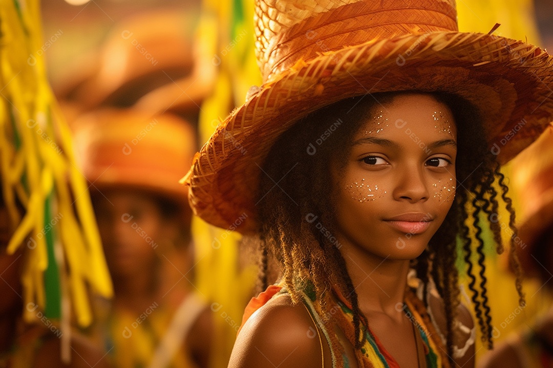 Criança fantasiada para festa junina