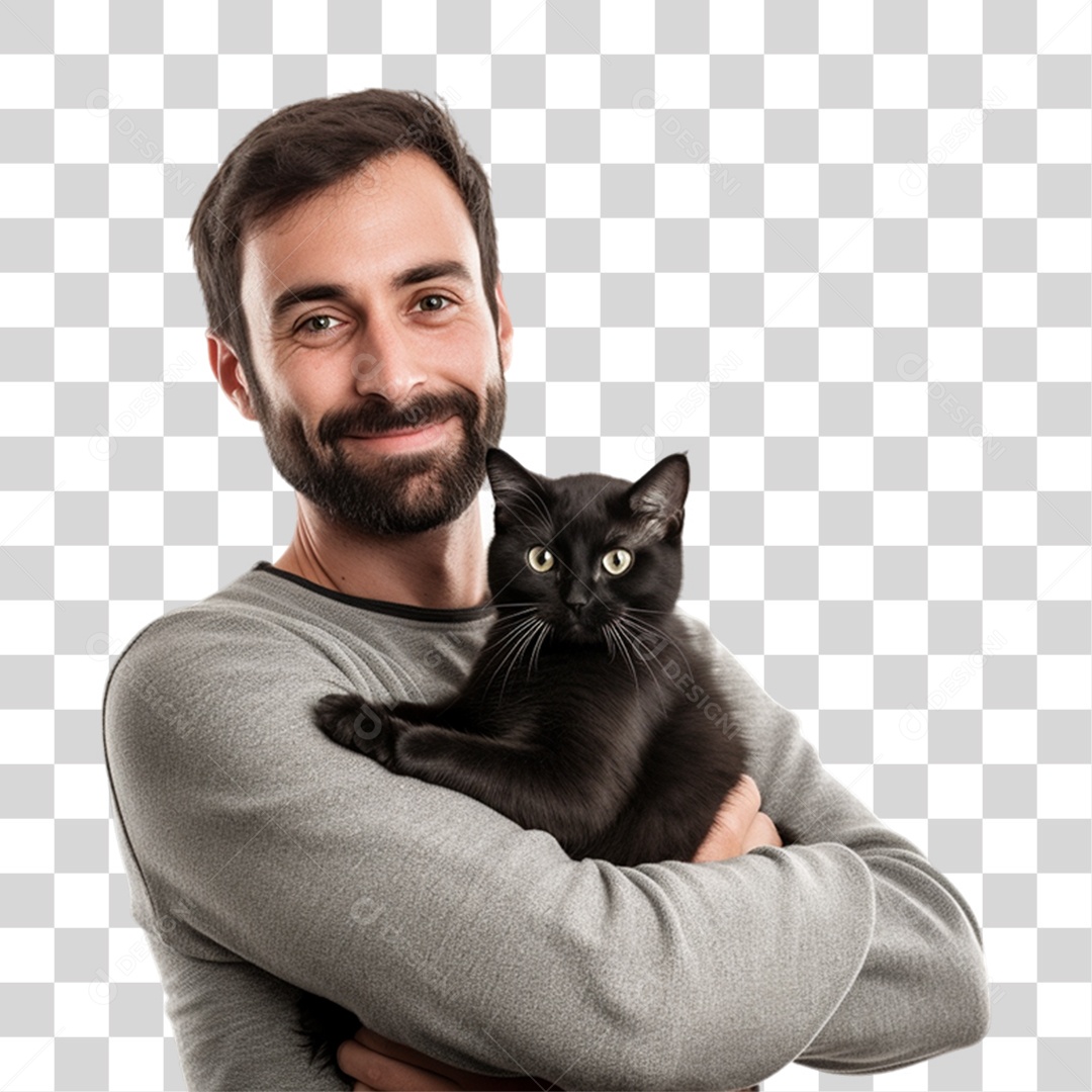 Pessoa Segurando seu Gato Animal de Estimação PNG Transparente