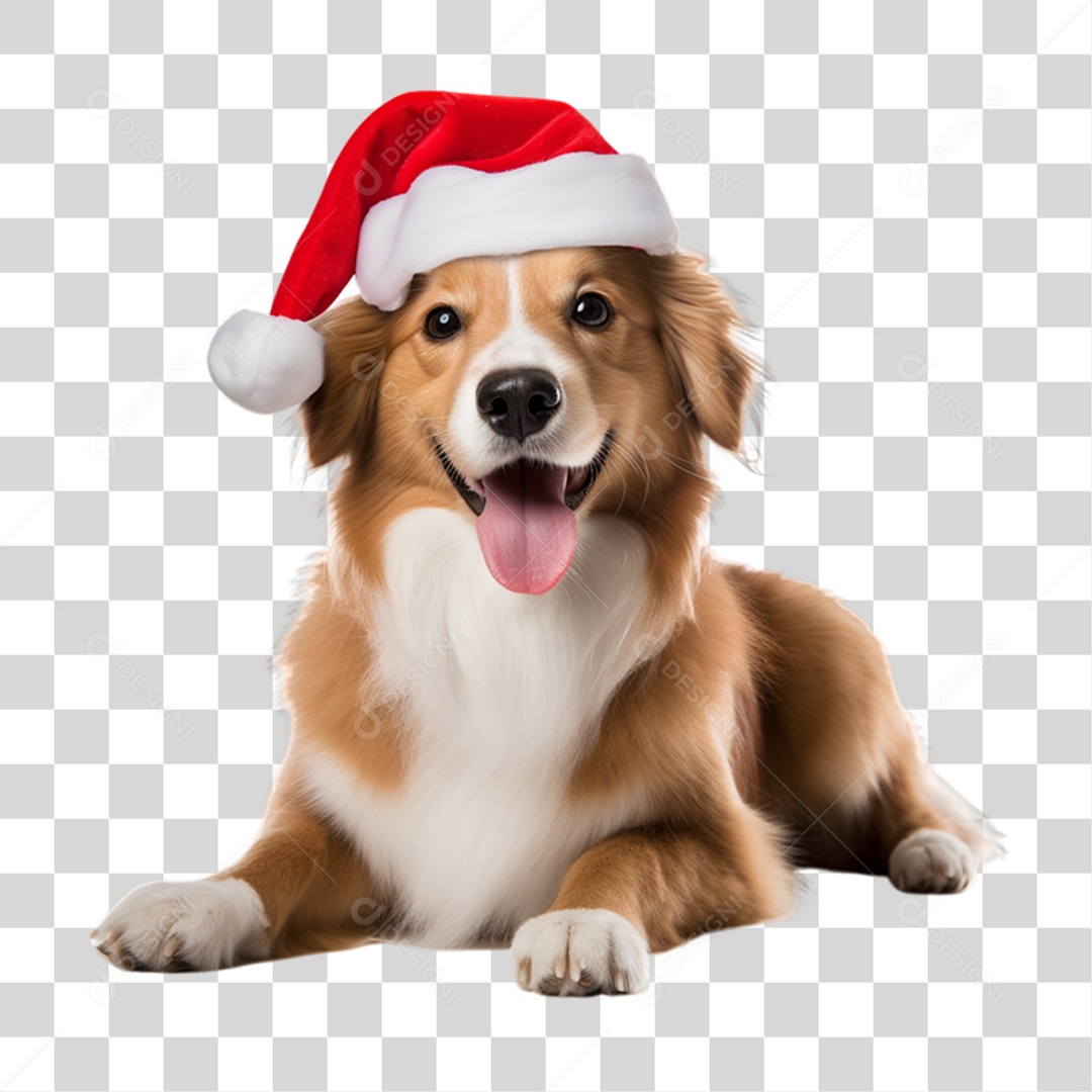 Cachorro Animal de Estimação com Gorro de Natal PNG Transparente
