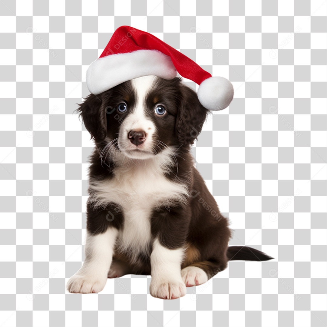 Cachorro Animal de Estimação com Gorro de Natal PNG Transparente