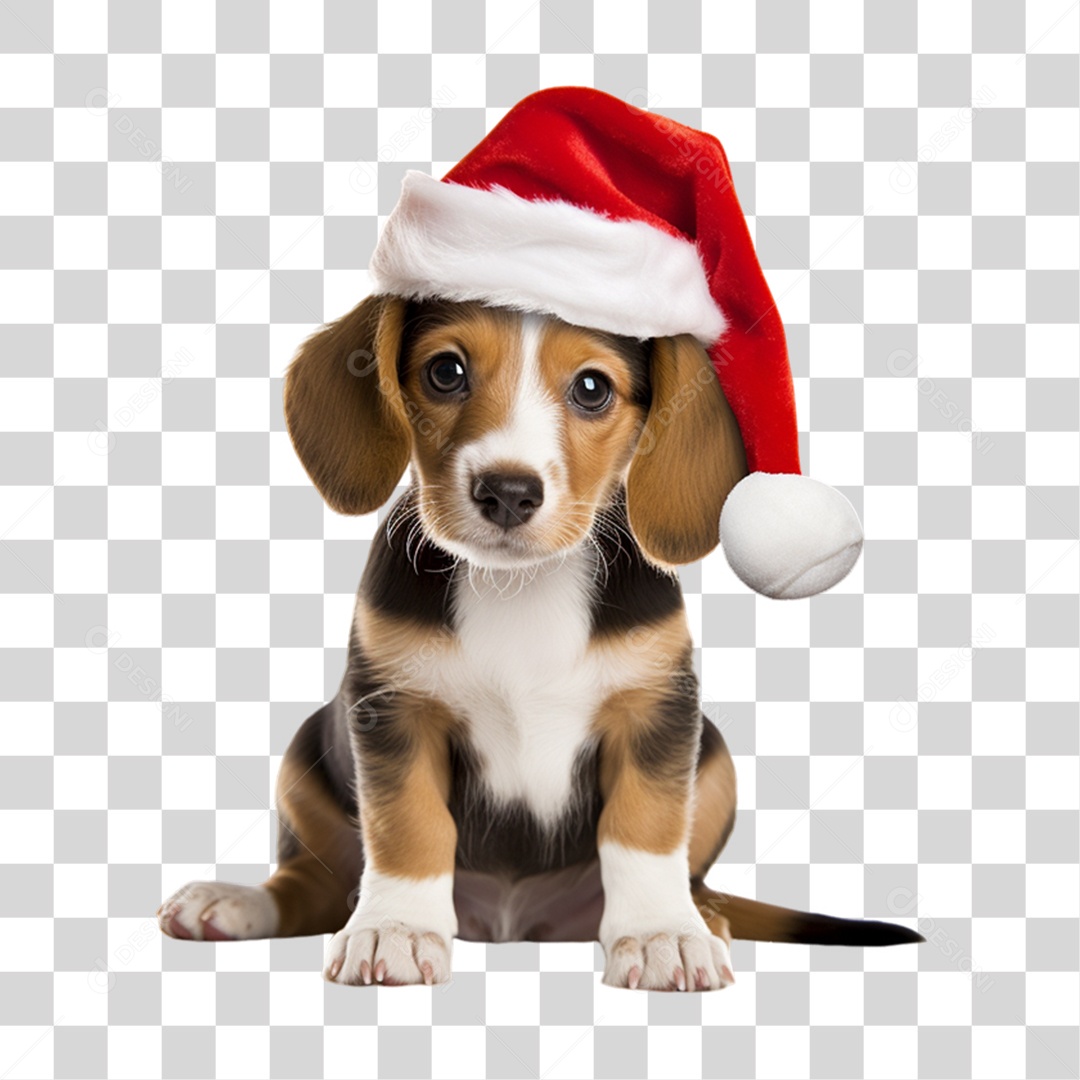 Cachorro Animal de Estimação com Gorro de Natal PNG Transparente