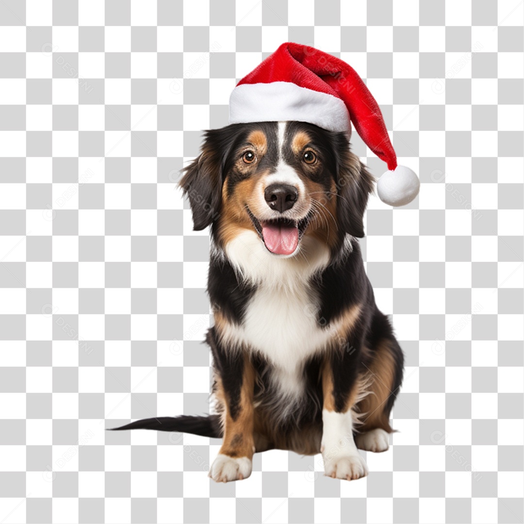 Cachorro Animal de Estimação com Gorro de Natal PNG Transparente