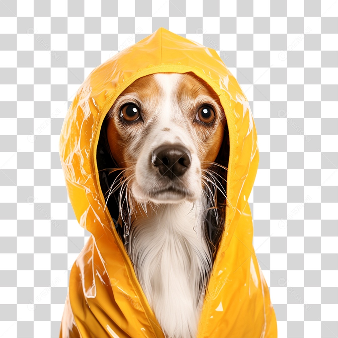 Cachorro Animal de Estimação com Capa de Chuva PNG Transparente