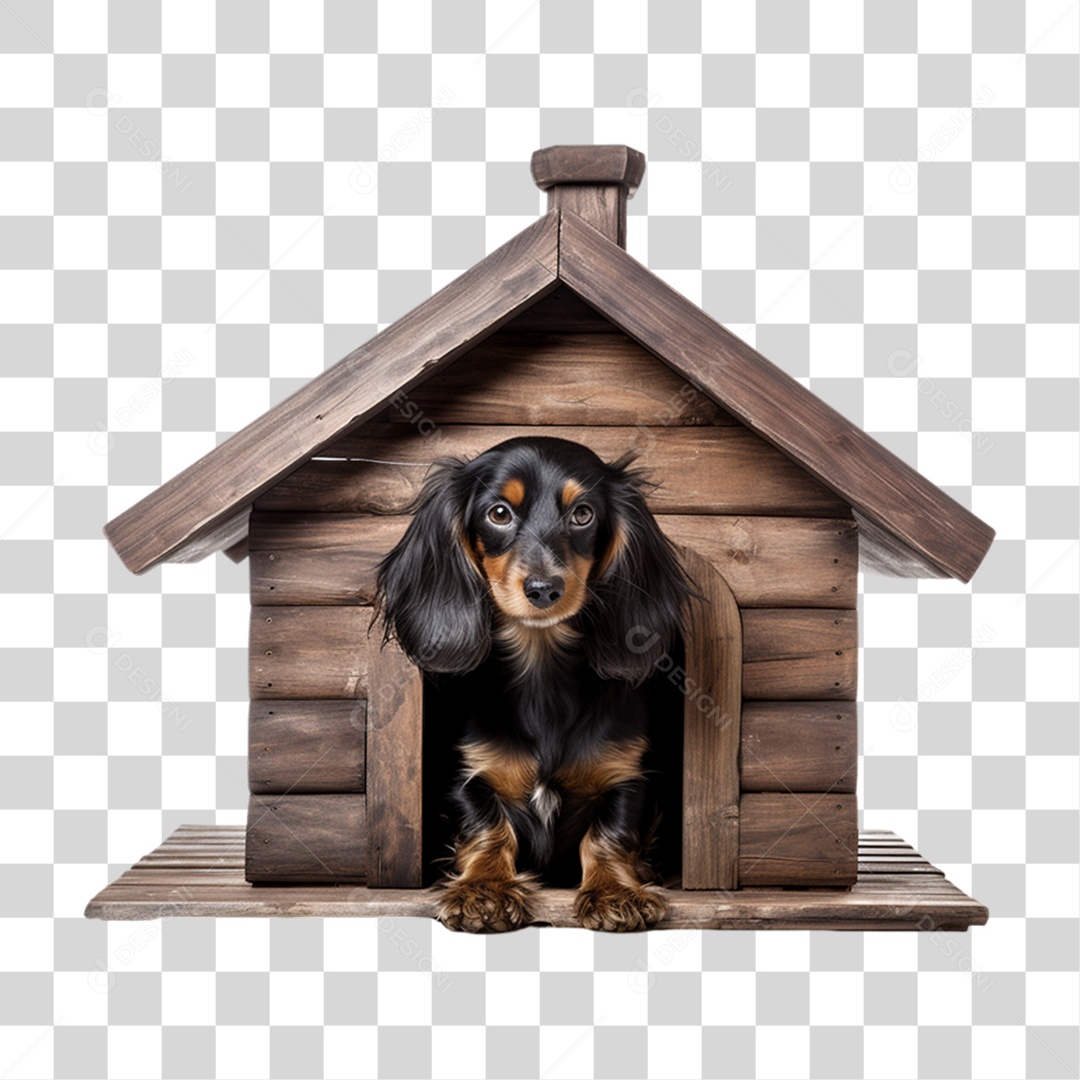 Cachorro Animal de Estimação em sua Casinha PNG Transparente