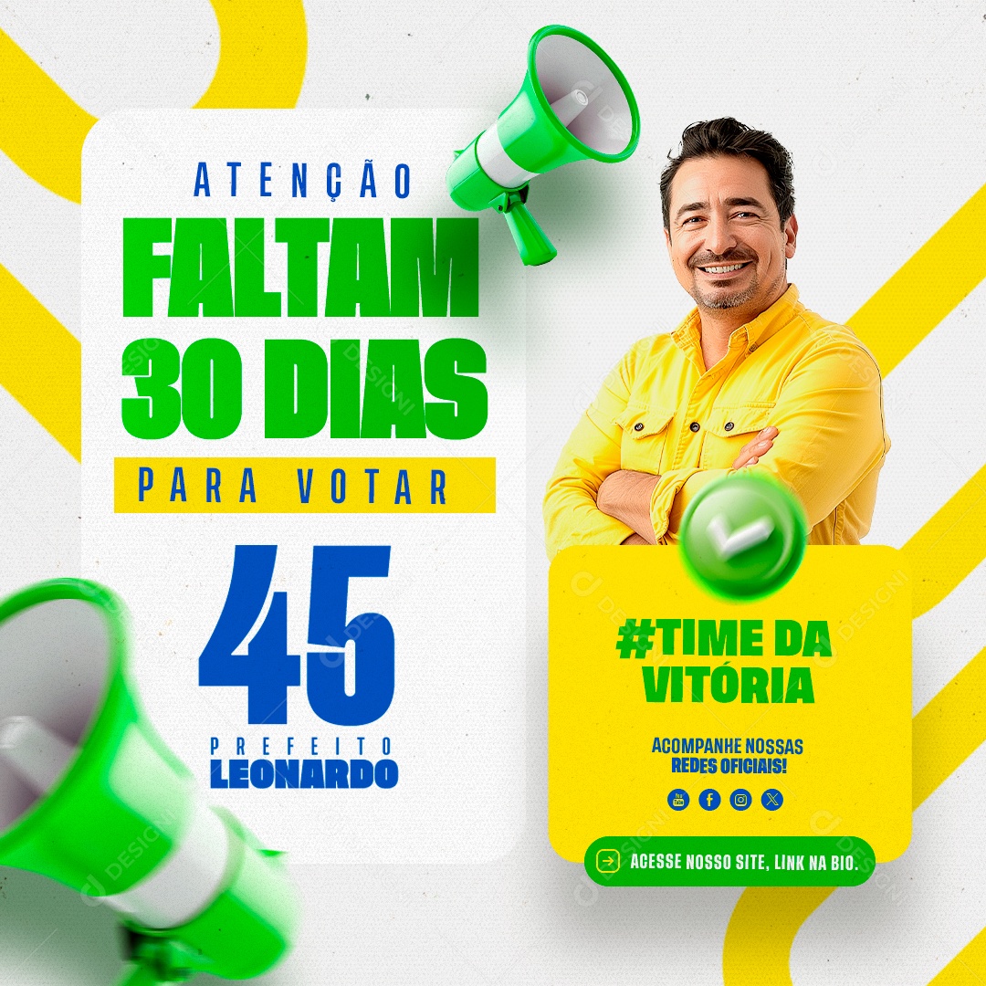 Atenção Faltam 30 Dias para Votar Social Media PSD Editável