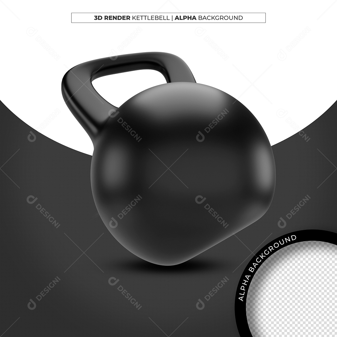 Elemento 3D Kettlebell Musculação Lado para Composição PSD